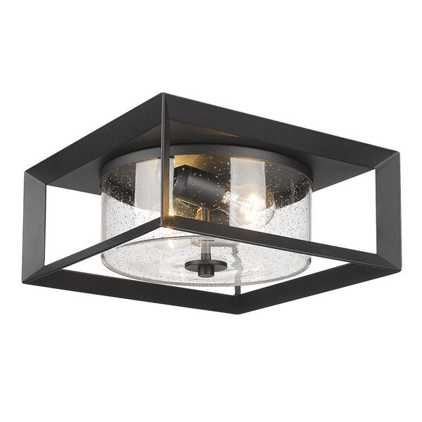 Smyth Natural Black Two-Light Outdoor Flush Mount with Seeded Glass, image 3